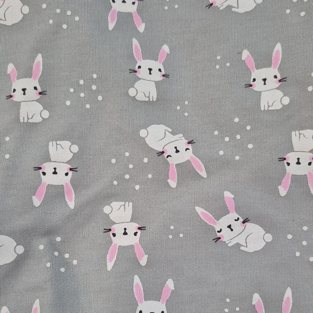 Large‎ Gray Bunny Print Dog Costume Hoodie Bunny Ears Leash Hole Cotton